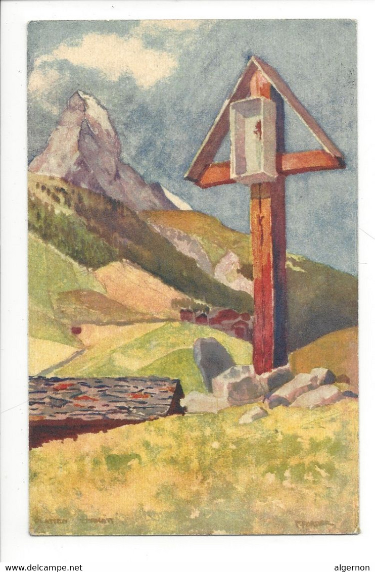 30386 - Blatten Zermatt Croix Signé Portner  + Cachet Mayens De Sion 1938 - Blatten