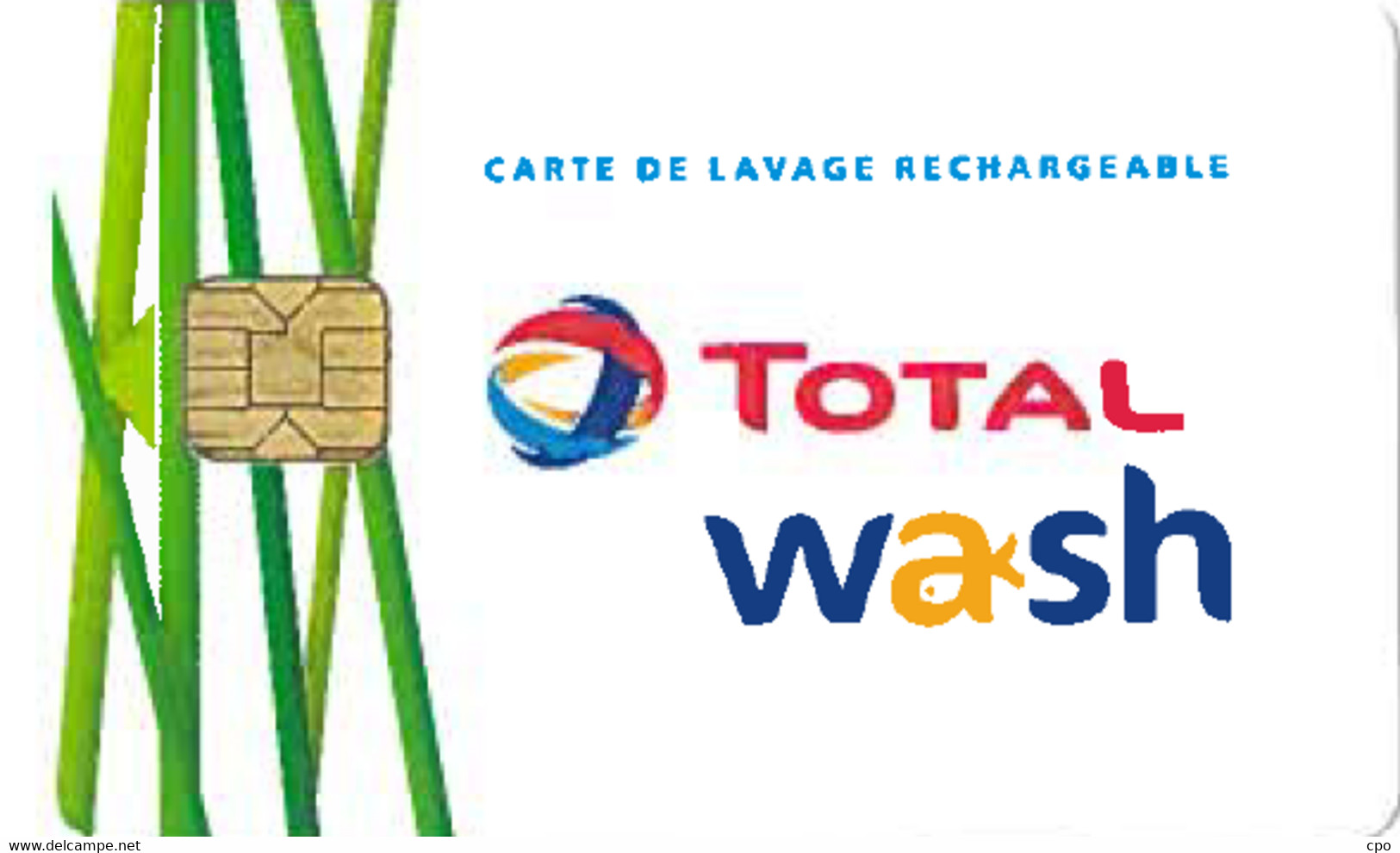 # Carte A Puce Portemonnaie Lavage Total - 1000 Stations - Plante Et Gouttes - Verso 2 - Carte De Lavage - TBE - Autowäsche