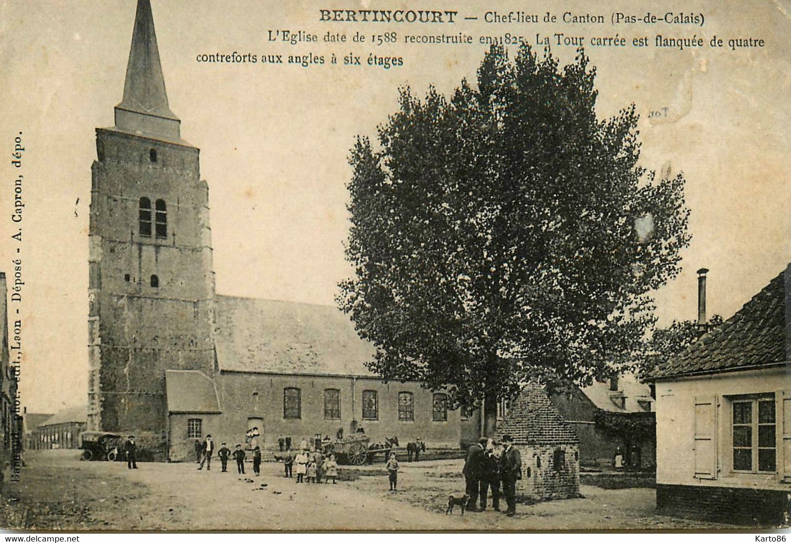 Bertincourt * Place Et église Du Village * Villageois Enfants - Bertincourt