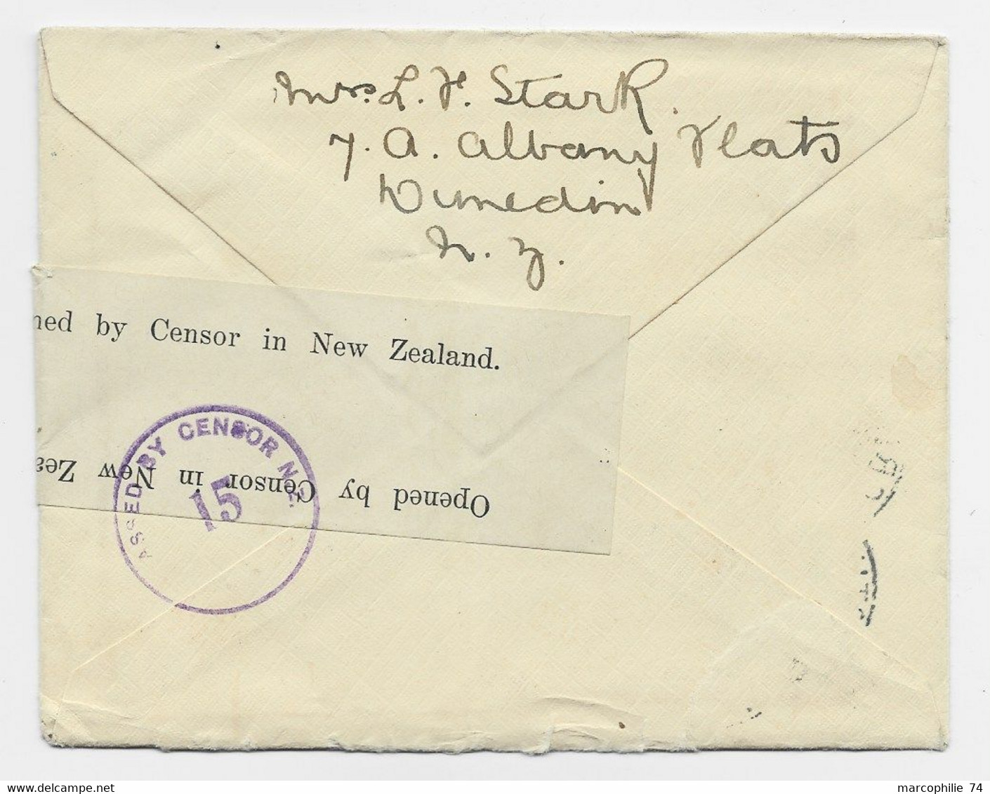 NEW ZEALAND 3D SOLO LETTRE COVER DUNEDIN 1942  TO SUISSE CENSOR - Brieven En Documenten