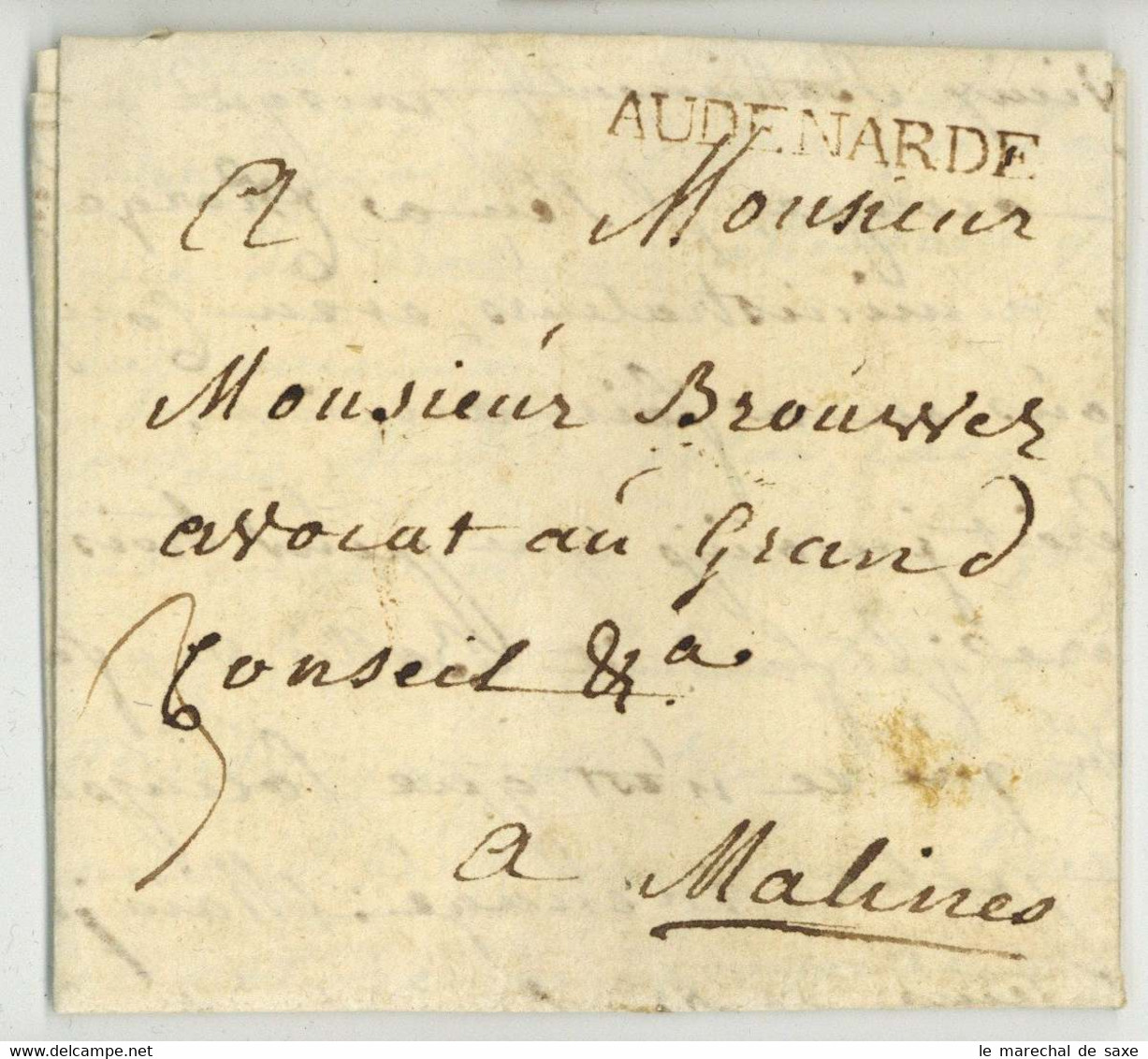 AUDENARDE Oudenaarde Renaix 1775 Pour Malines Levebvre - 1714-1794 (Pays-Bas Autrichiens)