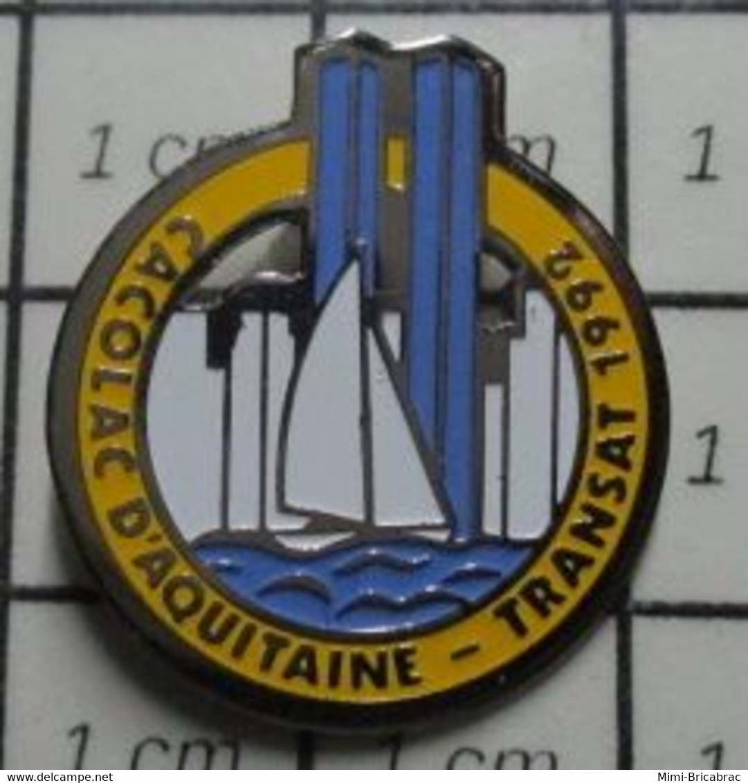 1416a Pin's Pins / Beau Et Rare / THEME : SPORTS / VOILE VOILIER CACOLAC D'AQUITAINE TRANSAT 92 TWIN TOWERS WORLD TRADE - Vela