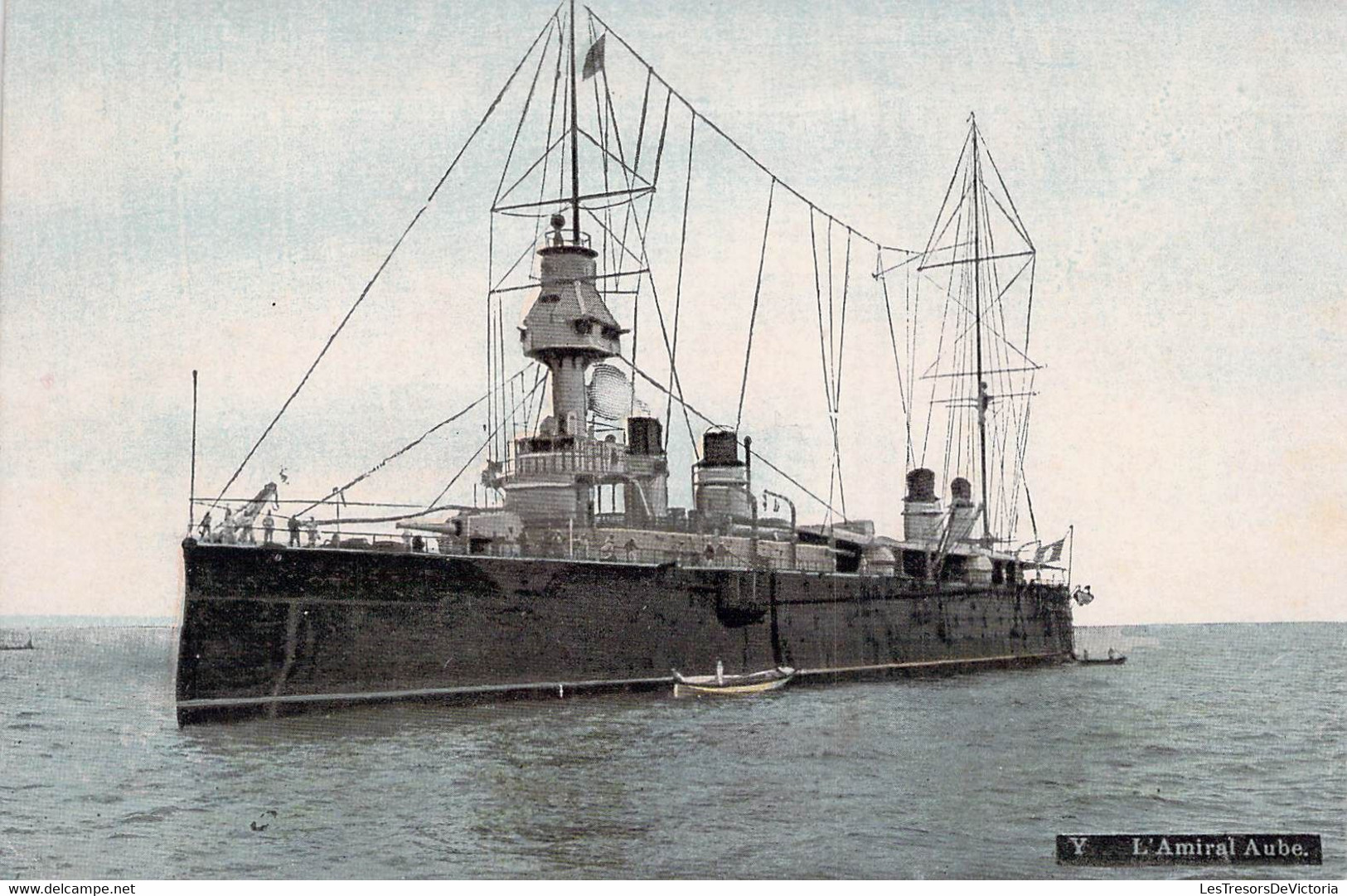 CPA - Marine Nationale Française - L'Amiral AUBE - Colorisée - Bateau - Navire De Guerre - Croiseur - Material