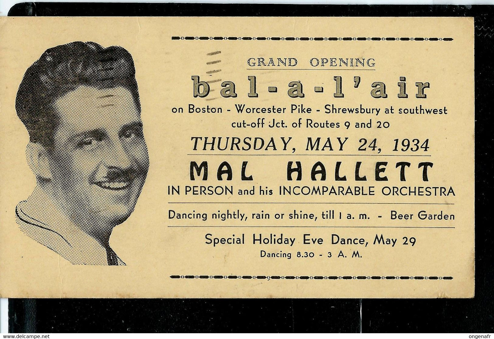 Carte  Avec Repiquage ( Mal Hallett - Bal-a-l'air) Obl. BOSTON 1934 - 1921-40