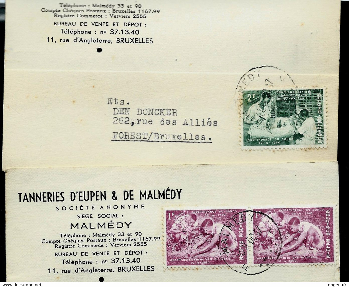 2 Cartes Firmes; Obl MALMEDY  - F F - 1960 - Poste Rurale