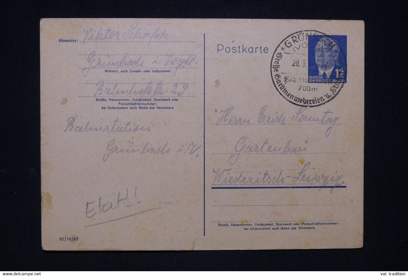 ALLEMAGNE - Entier Postal De Grünbach En 1957 - L 126325 - Cartes Postales - Oblitérées