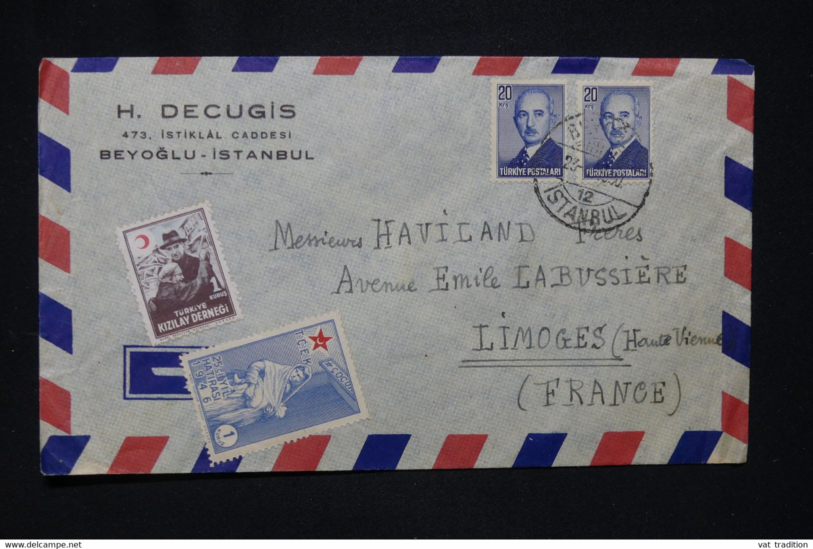 TURQUIE - Enveloppe De Istanbul Pour La France En 1950 - L 126339 - Cartas & Documentos