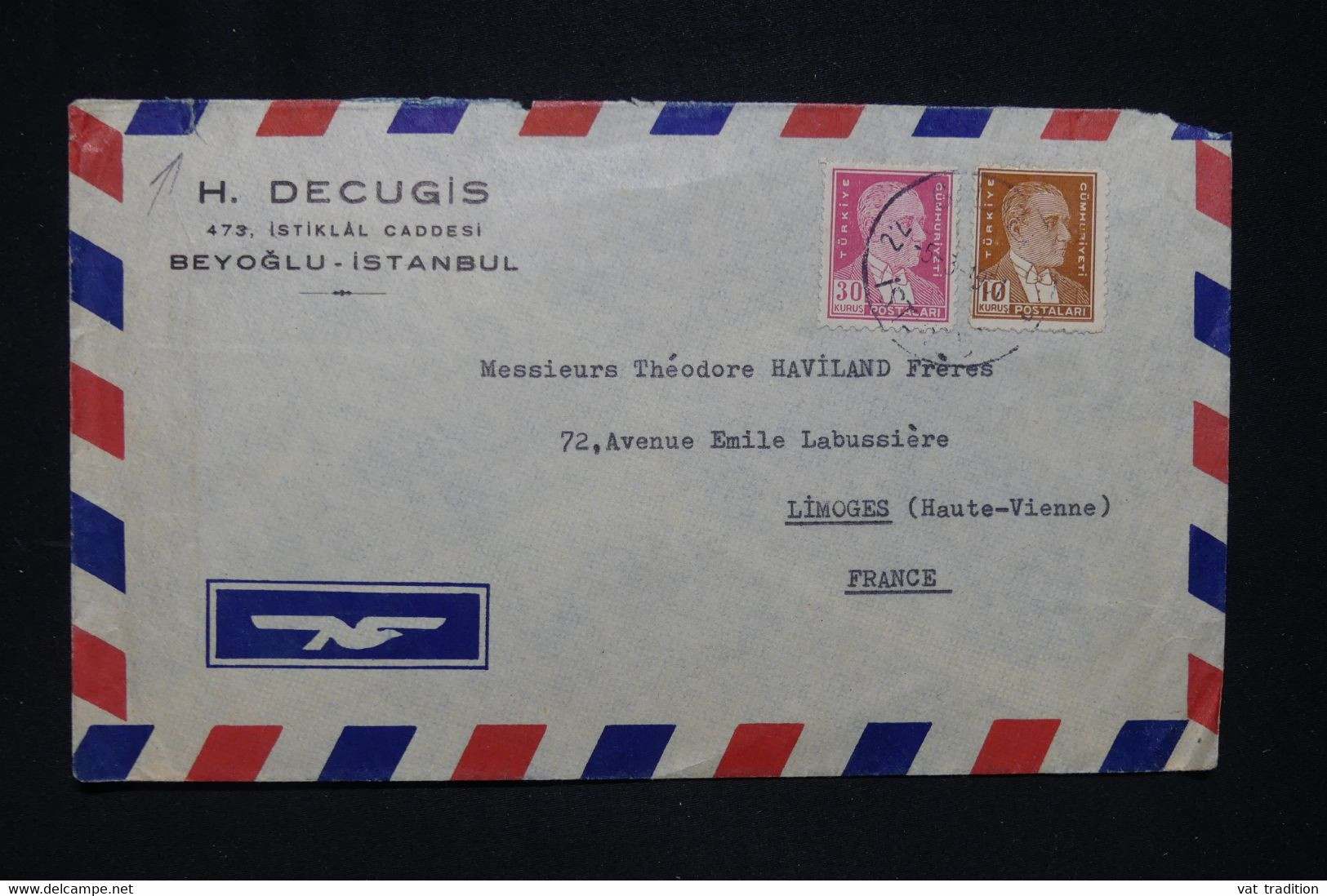 TURQUIE - Enveloppe De Istanbul Pour La France En 1951 - L 126342 - Storia Postale