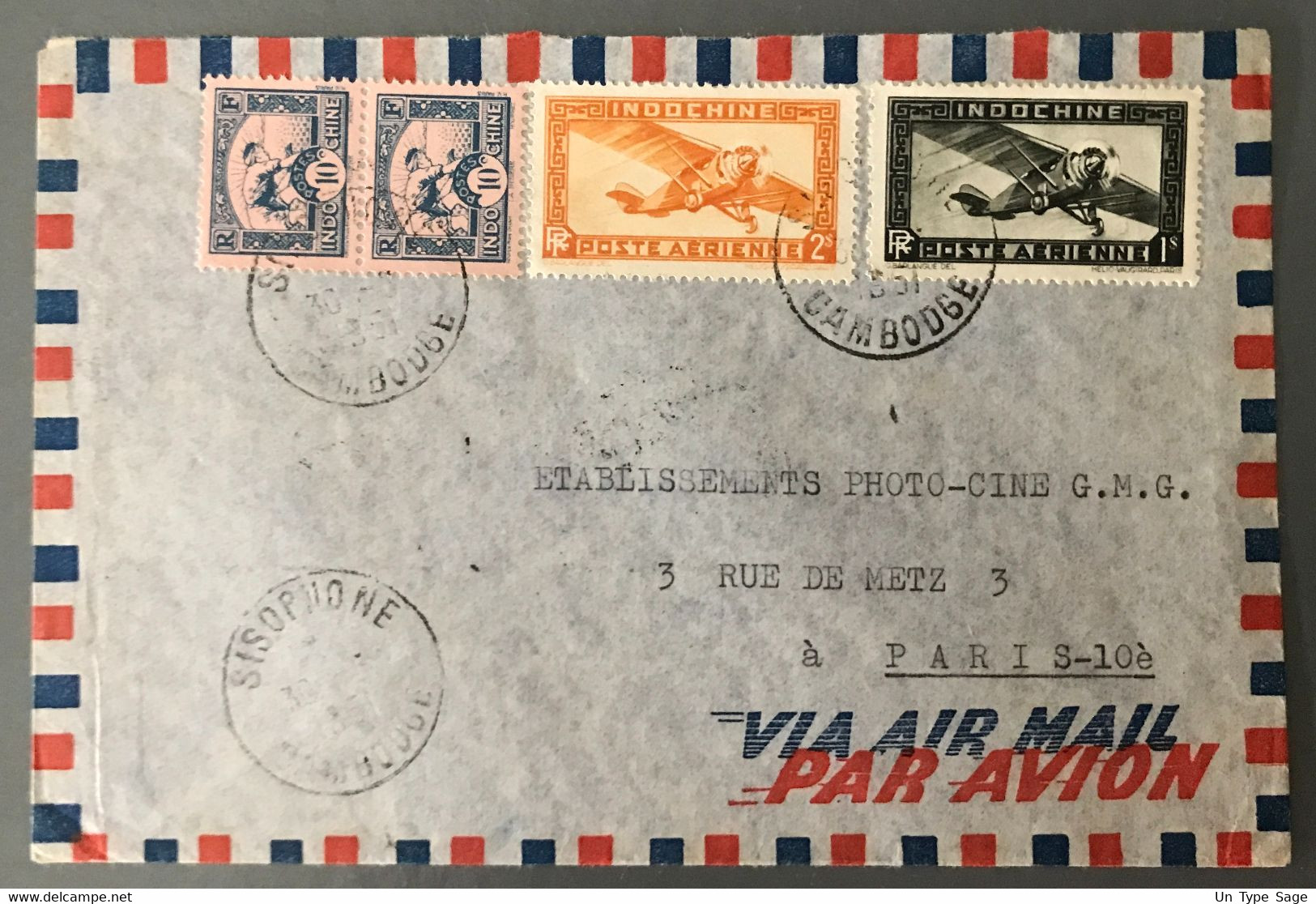 Indochine, Divers Sur Enveloppe TAD SISOPHONE, Cambodge 30.6.1951, Pour La France - (B3231) - Lettres & Documents