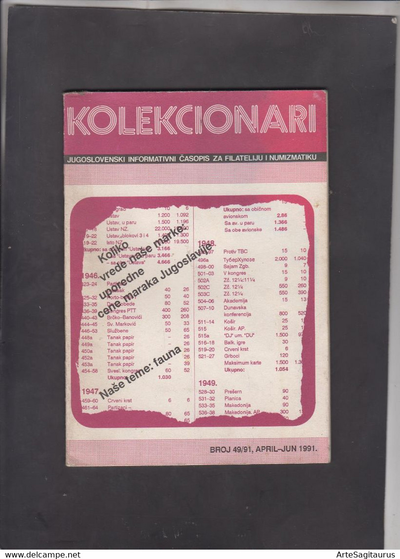 YUGOSLAVIA, 1991, STAMP AND NUMISMATIC MAGAZINE "KOLEKCIONERI", # 49/91 Philately, Numismatic + - Autres & Non Classés