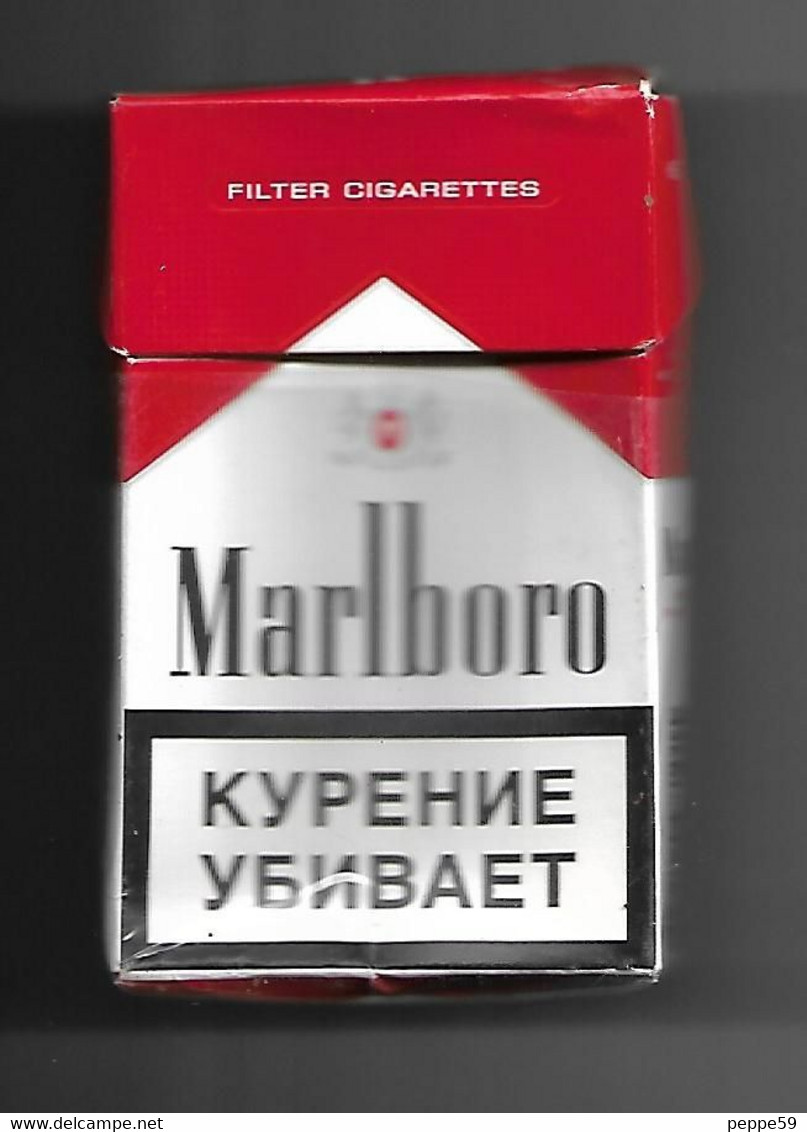 Tabacco Pacchetto Di Sigarette Russia - Malboro Da 20 Pezzi - Vuoto - Etuis à Cigarettes Vides