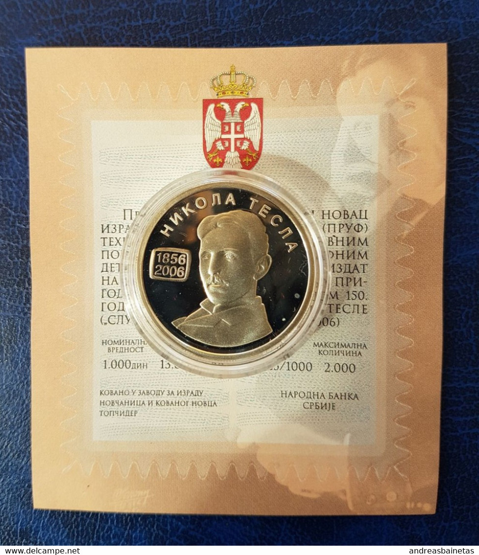 Coins  Serbia Yugoslavia 1000  Dinara Nikola Tesla 2006 KM# 43 - Serbia