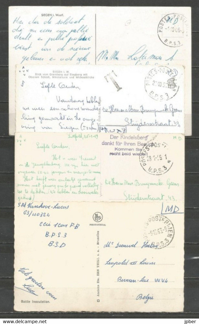 Belgique - Poste Militaire - Cachet "POSTES-POSTERIJEN B.P.S.3" Dont Différents Types Et Dates - Covers & Documents