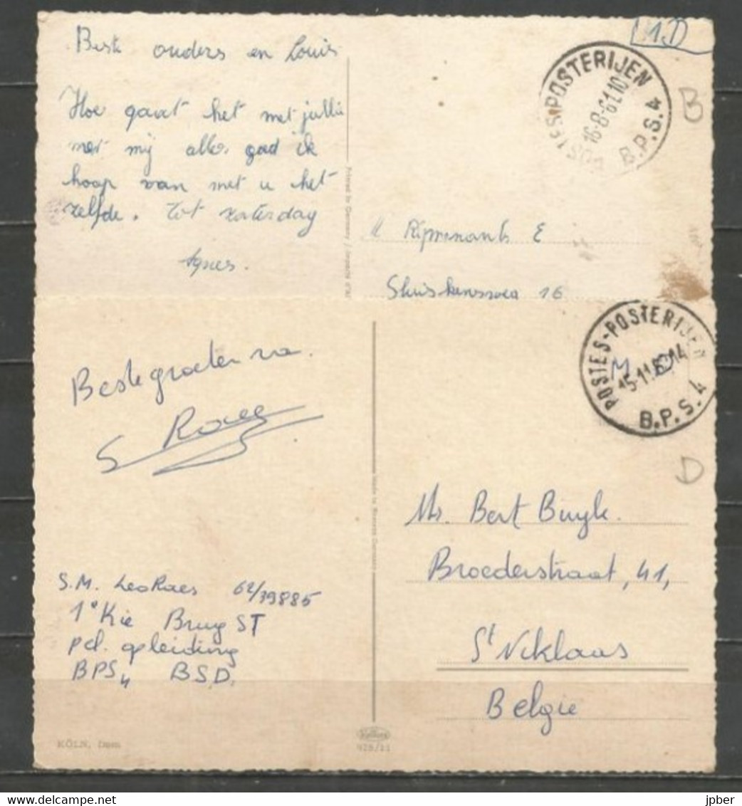 Belgique - Poste Militaire - Cachet "POSTES-POSTERIJEN B.P.S.4" Dont Différents Types Et Dates - Storia Postale