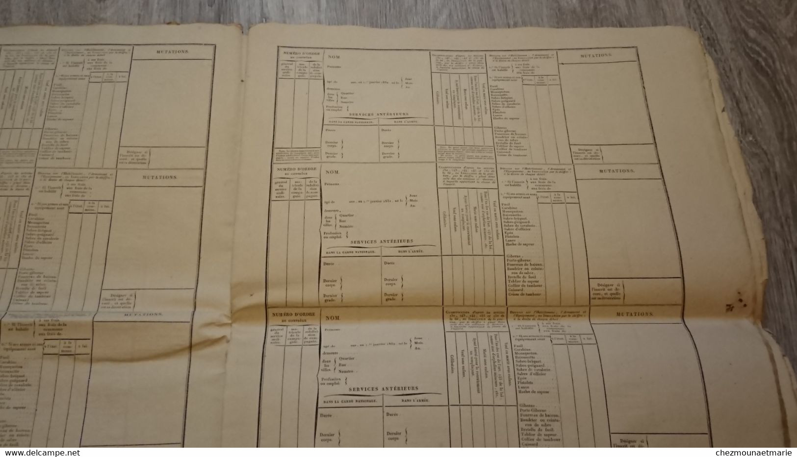 GARDE NATIONALE CONTROLE MATRICULE VIERGE 22 PAGES A COMPLETER TAILLE 54*37 CM