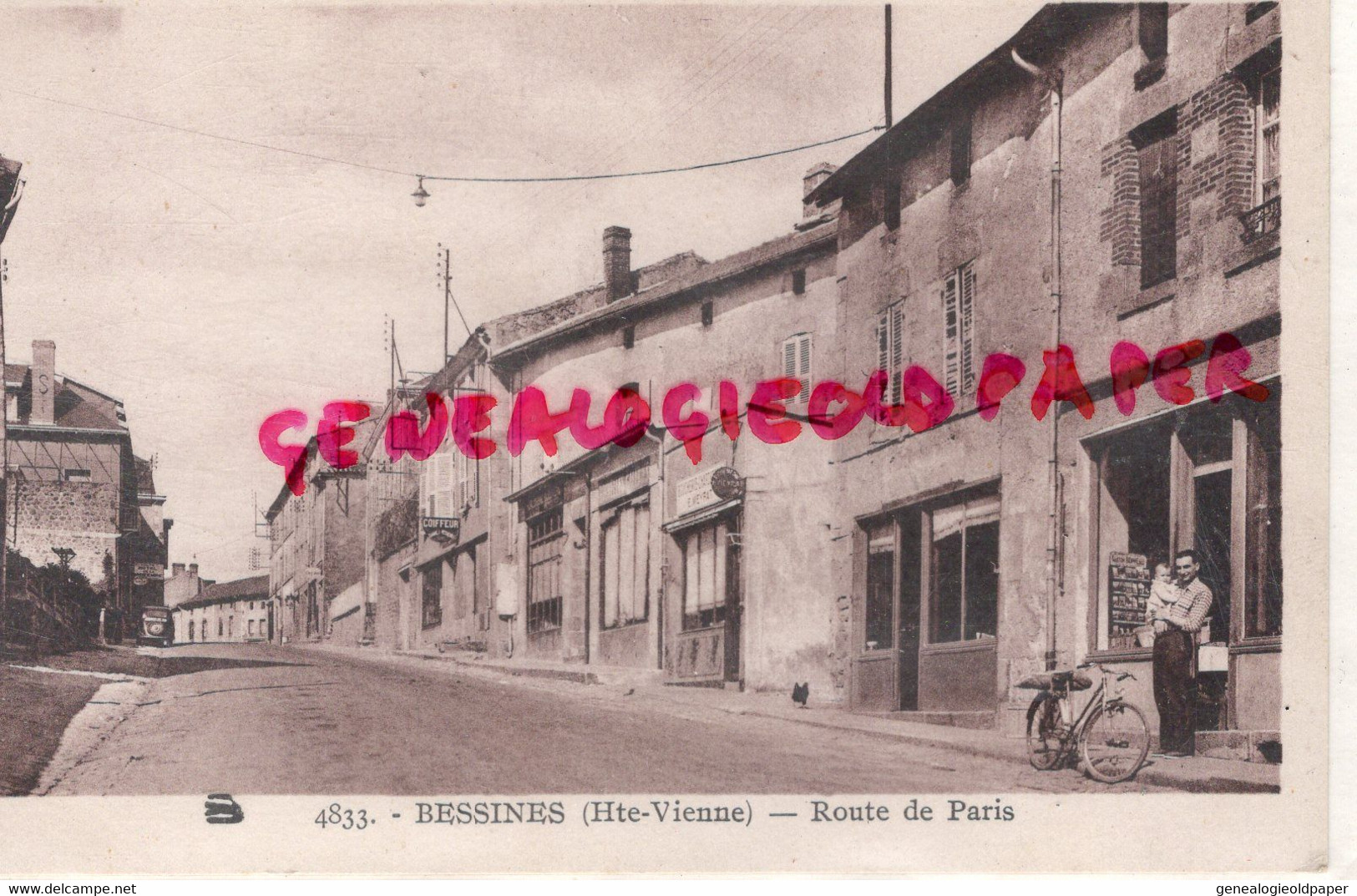 87- BESSINES SUR GARTEMPE- ROUTE DE PARIS - COIFFEUR- BOUCHERIE E. MEYRAT - Bessines Sur Gartempe