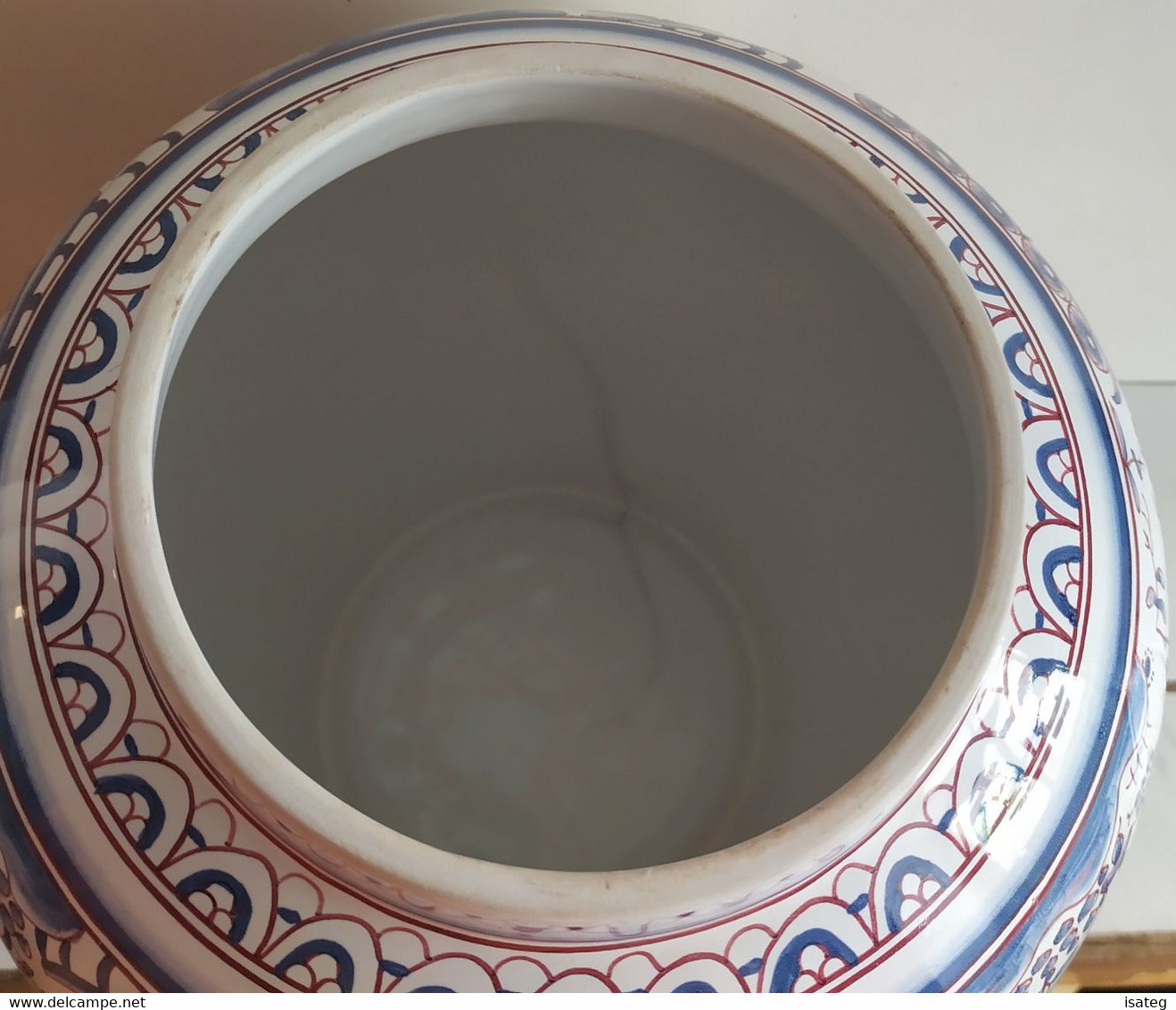 Grand Pot À Gingembre Vintage Décor Oiseaux Bleus - Copie Xviiè Siècle - Art Nouveau / Art Deco