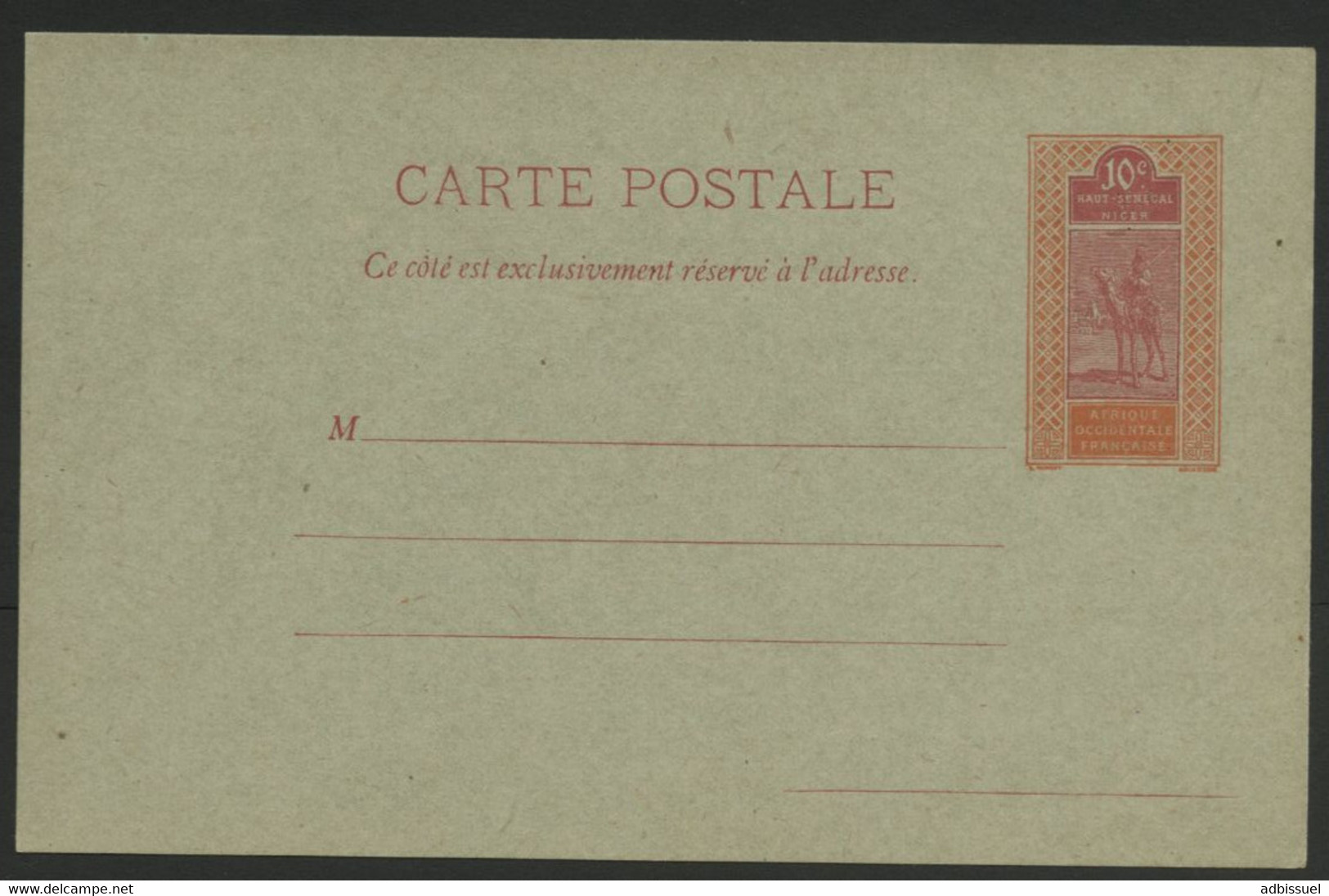 HAUT SENEGAL ET NIGER COTE 80 € (vendu à 7,5 %) Carte Entier Postal Neuve Type Méhariste. ACEP N° 4. TB - Briefe U. Dokumente