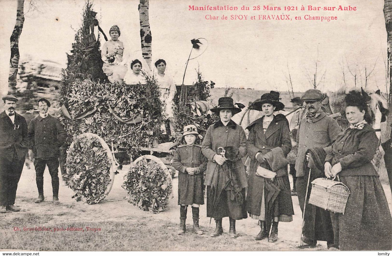 10 Bar Sur Aube Manifestation Fête Fêtes Du Champagne 28 Mars 1921 CPA Char De Spoy Et Fravaux - Bar-sur-Aube