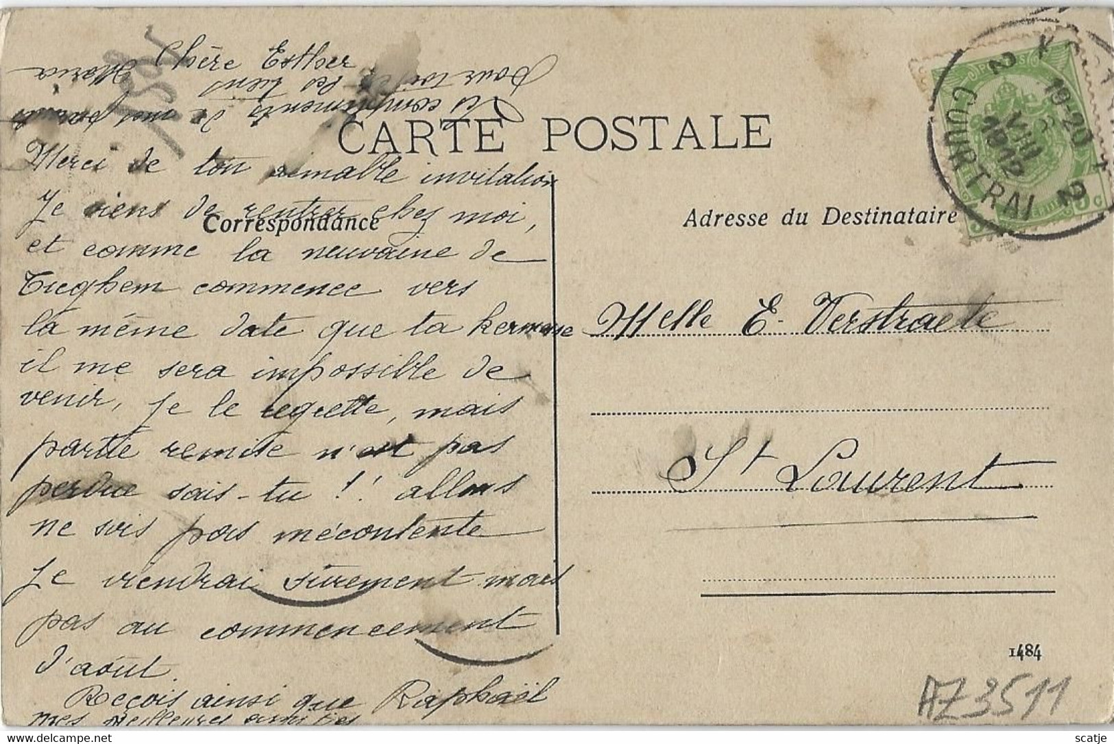 Tieghem.   Résidence De Feu M. Vital Moreels...   -   1912   Naar   St. Laurent - Anzegem