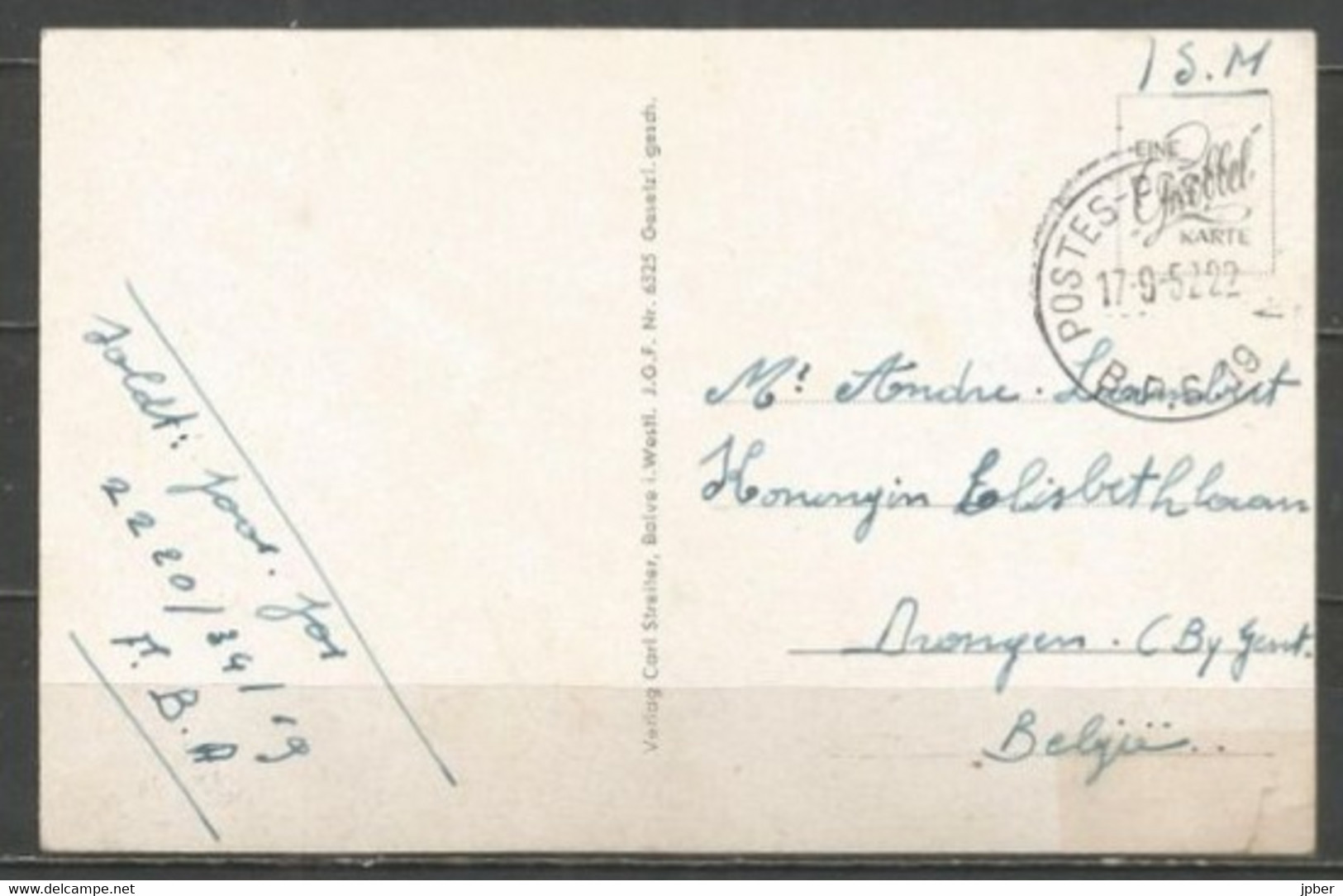 Belgique - Poste Militaire - Cachet "POSTES-POSTERIJEN B.P.S.19" - Brieven En Documenten