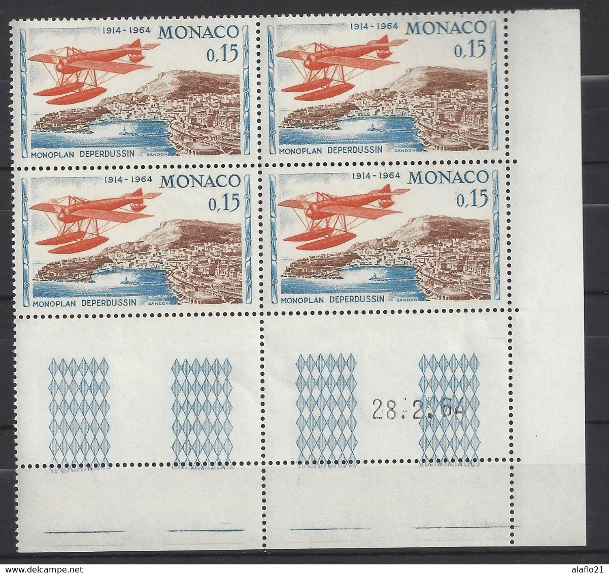 MONACO N° 643 - RALLYE AERIEN - Bloc De 4 COIN DATE - NEUF ** - 28/2/64 - Unused Stamps