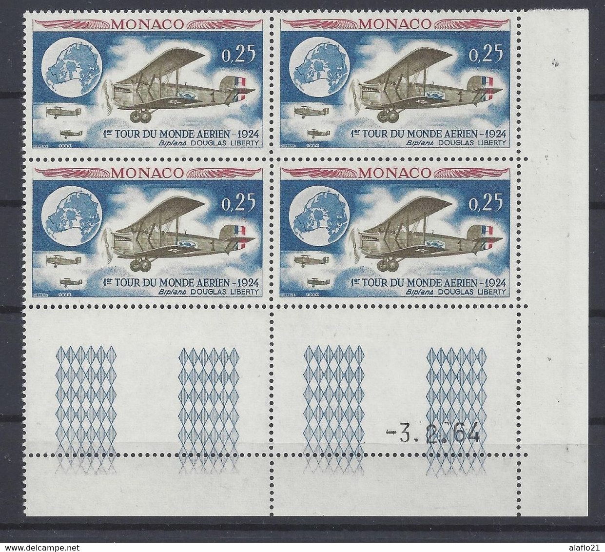 MONACO N° 645 - RALLYE AERIEN - Bloc De 4 COIN DATE - NEUF ** - 3/2/64 - Ungebraucht