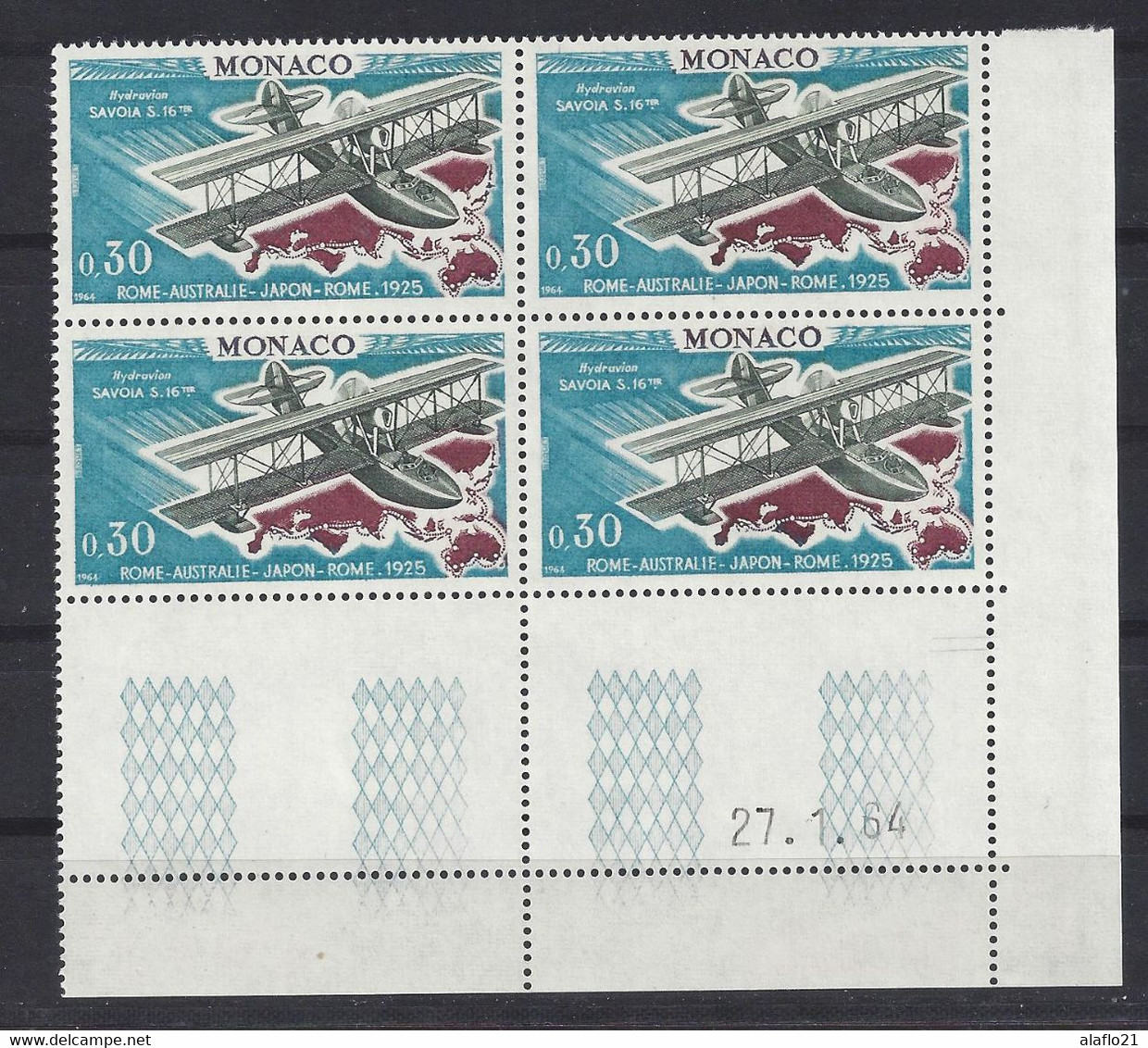 MONACO N° 646 - RALLYE AERIEN - Bloc De 4 COIN DATE - NEUF ** - 27/1/64 - Unused Stamps