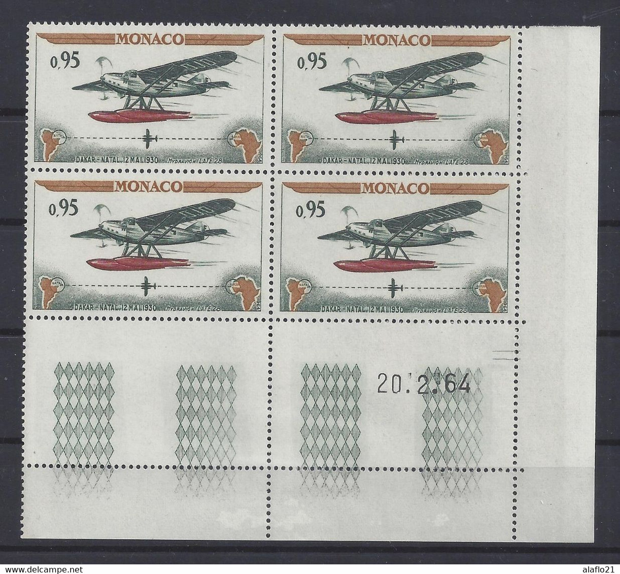 MONACO N° 650 - RALLYE AERIEN - Bloc De 4 COIN DATE - NEUF ** - 20/2/64 - Unused Stamps