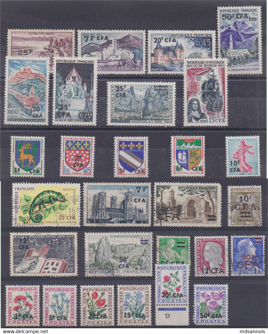 Lot 28 Timbres CFA Réunion Neufs Et Oblitérés - Andere & Zonder Classificatie