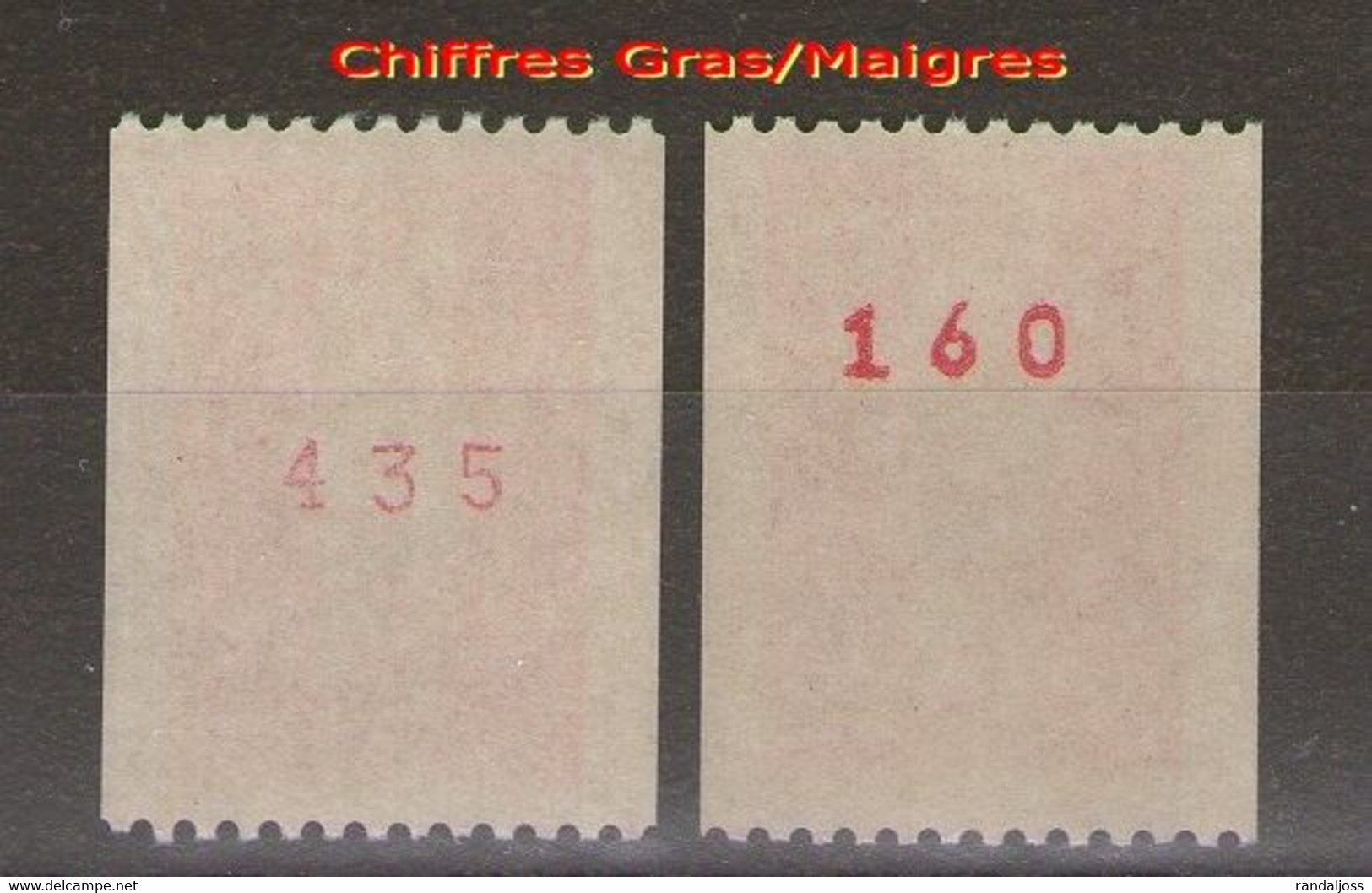Variété 2 Roulettes 2819a**_numéro Rouge Gras/maigre-phospho Blanc/jaune_Papier Azurant/neutre_2 Gommes_3 Scans - 1989-1996 Marianna Del Bicentenario