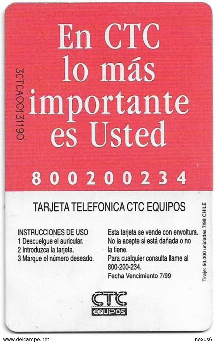 Chile - CTC - El Morro, Arica (2nd Issue), Chip Siemens, 3.000Cp$, 07.1998, 50.000ex, Used - Cile