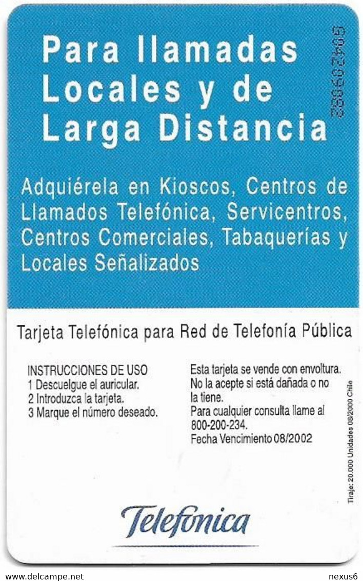Chile - Telefónica - Araucarias Gemelas Parque (4th Issue), Gem1A Symmetr. Black, Exp. 08.2000, 5.000Cp$, 20.000ex, Used - Chili