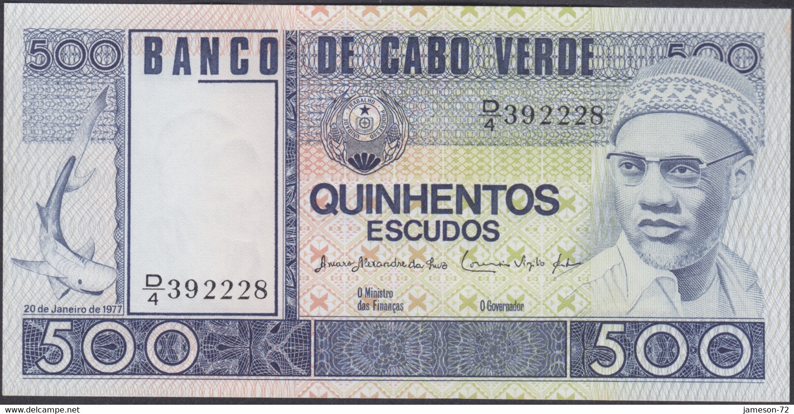 CAPE VERDE - 500 Escudos 1977 P# 55 Africa Banknote - Edelweiss Coins - Cape Verde