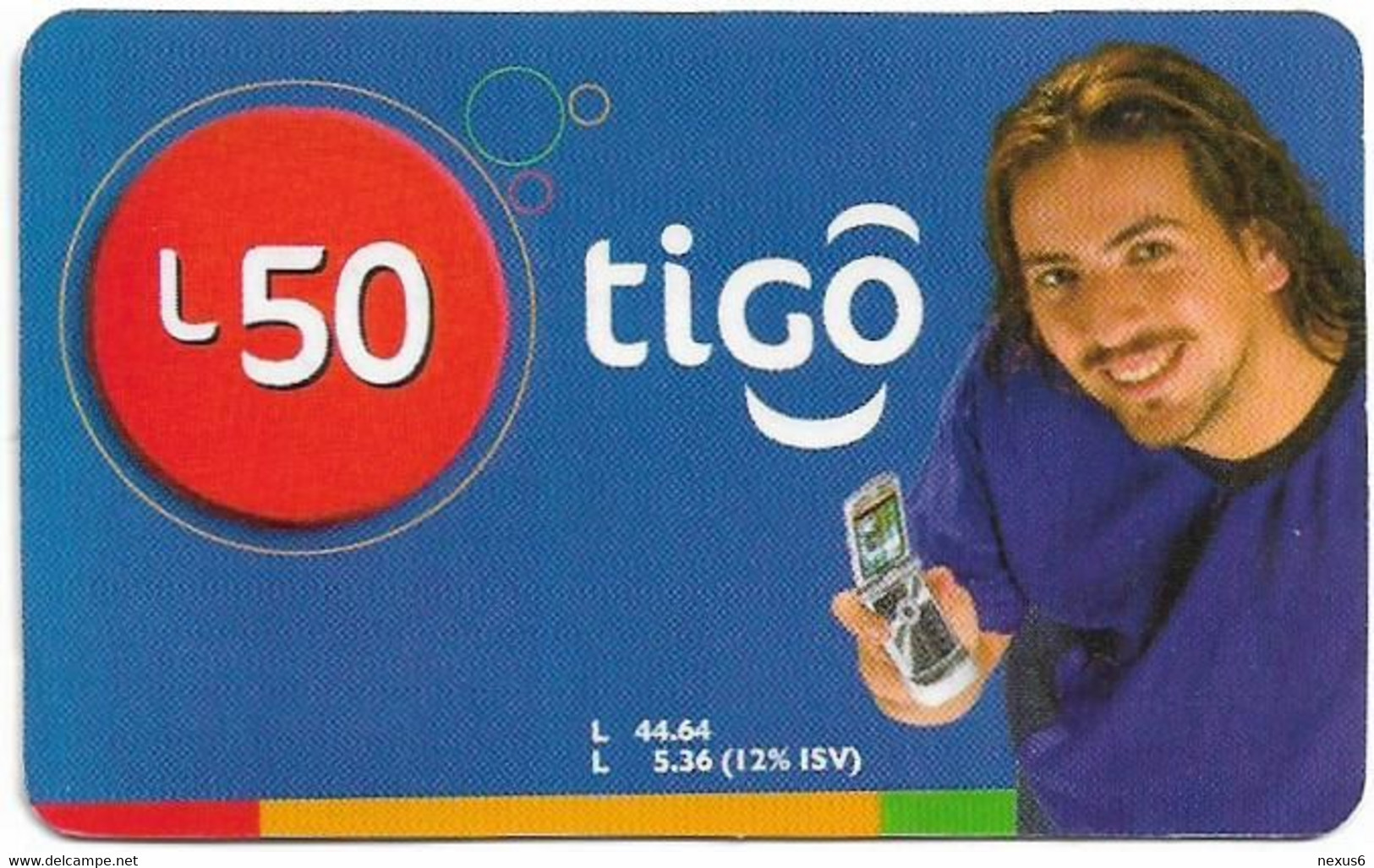 Honduras - Tigo - Man With Phone, Exp.09.2006, GSM Refill 50H Lempira, Used - Honduras