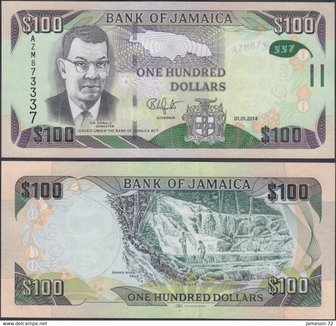 JAMAICA - 100 Dollars 2014 P# 95a America Banknote - Edelweiss Coins - Giamaica