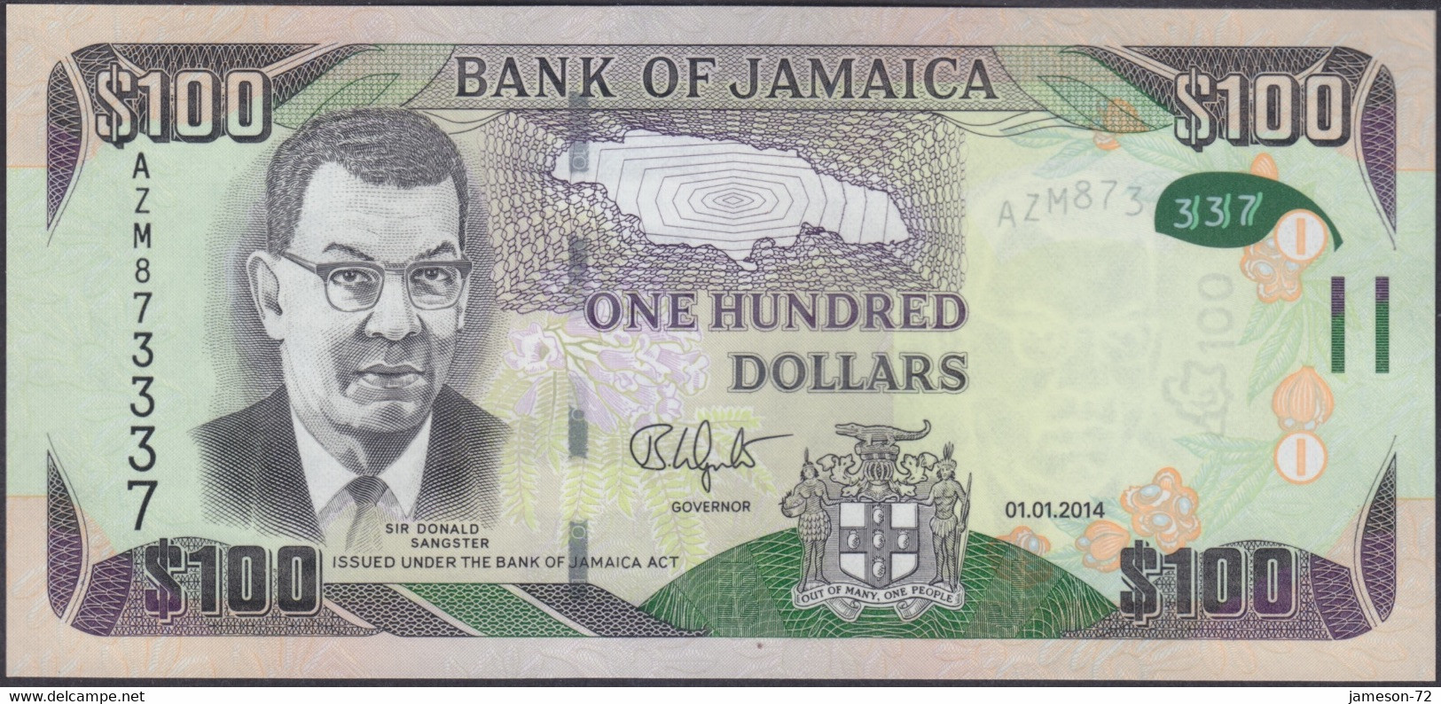 JAMAICA - 100 Dollars 2014 P# 95a America Banknote - Edelweiss Coins - Jamaique