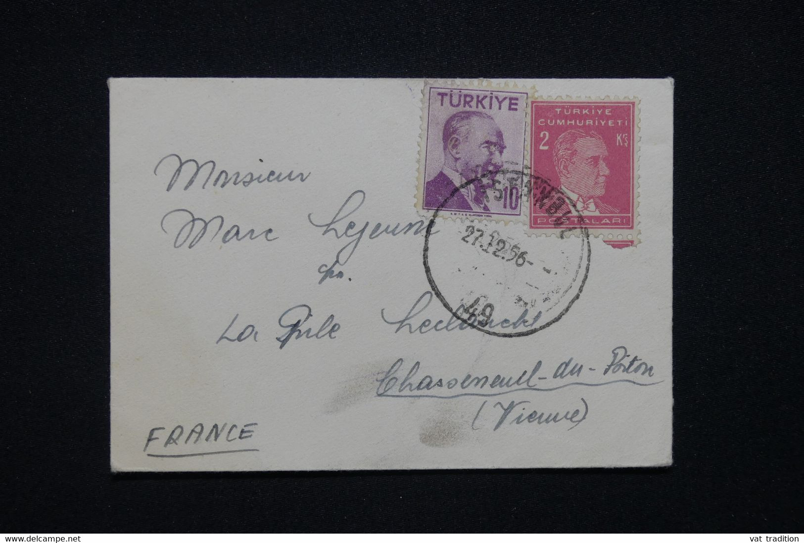 TURQUIE - Enveloppe  De Istanbul Pour La France En 1956  - L 126356 - Lettres & Documents