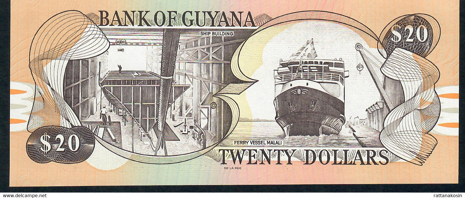 GUYANA P30f 20 DOLLARS  1996  DE LA RUE  #B/77 Signature 14 UNC. - Guyana