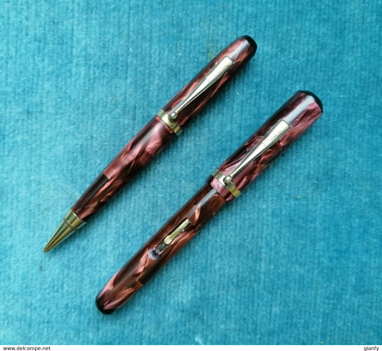 PENNA STILOGRAFICA & PORTAMINA SET DA SIGNORA 1930 VINTAGE LADY FOUNTAIN PEN & PENCIL - Stylos