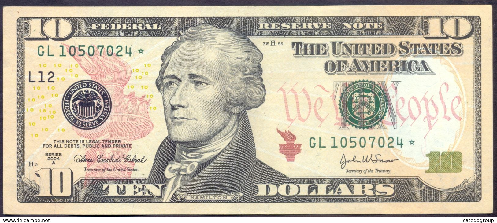 USA 10 Dollars 2004A L  - AUNC STAR Note # P- 520 < L12 - San Francisco CA > Rare - Billets De La Federal Reserve (1928-...)