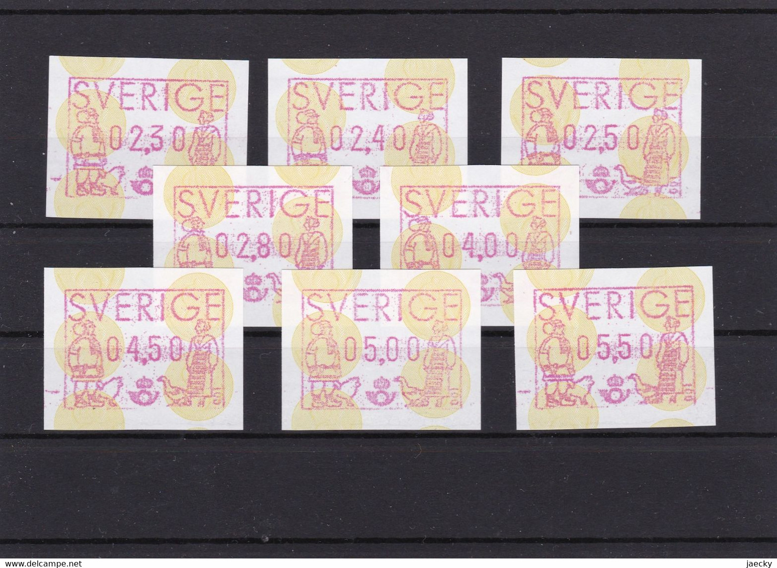 ATM 1, 8 Werte Zwischen 2,30 SKr. Und 5,50 SKr., Postfrisch - Timbres De Distributeurs [ATM]