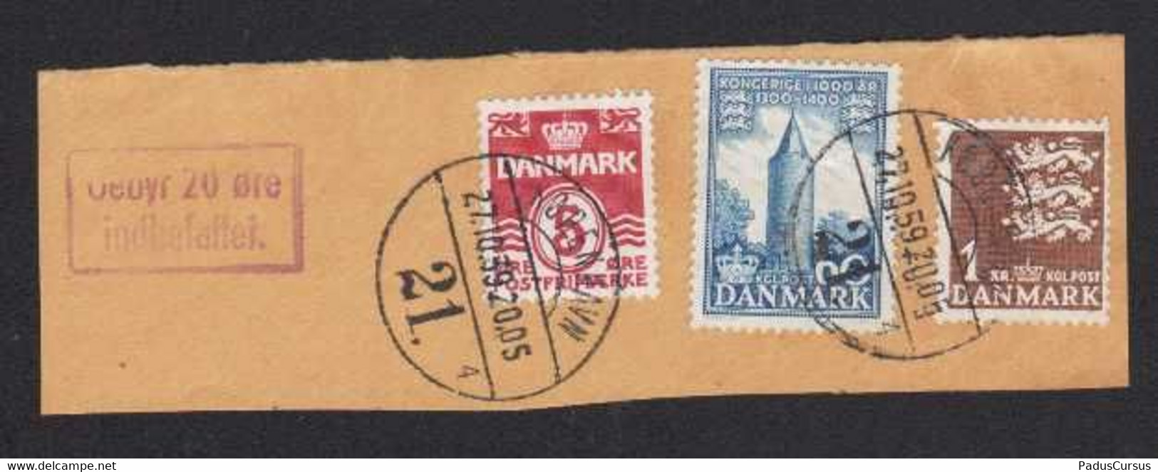 Danmark Danimarca Denmark 1959 Lobenhavn 21 Oebir 20 Ore Indhefattet Kongerige I 1000 Ar Torre Tower Tour FRB00254 - Autres & Non Classés