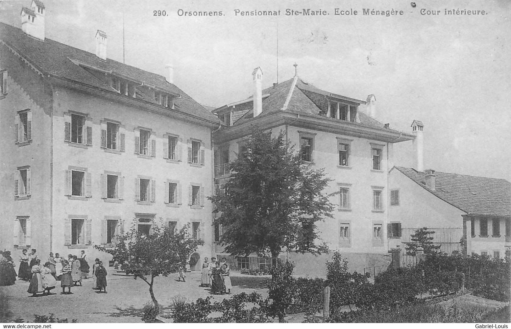 Orsonnens Pensionnat Ste-Marie Ecole Ménagère Cour Intérieure 1917 - Andere & Zonder Classificatie