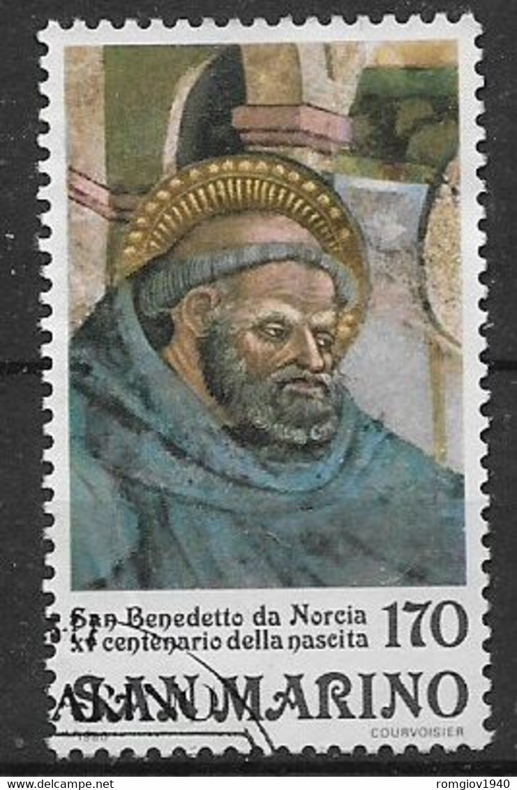-SAN MARINO  1980 CENTENARIO NASCITA DI SAN BENEDETTO SASS. 1049 USATO VF - Used Stamps