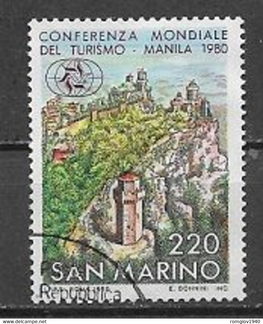 SAN MARINO 1980 CONFERENZA MONDIALE SUL TURISMO A MANILA SASS. 1065 USATO VF - Used Stamps