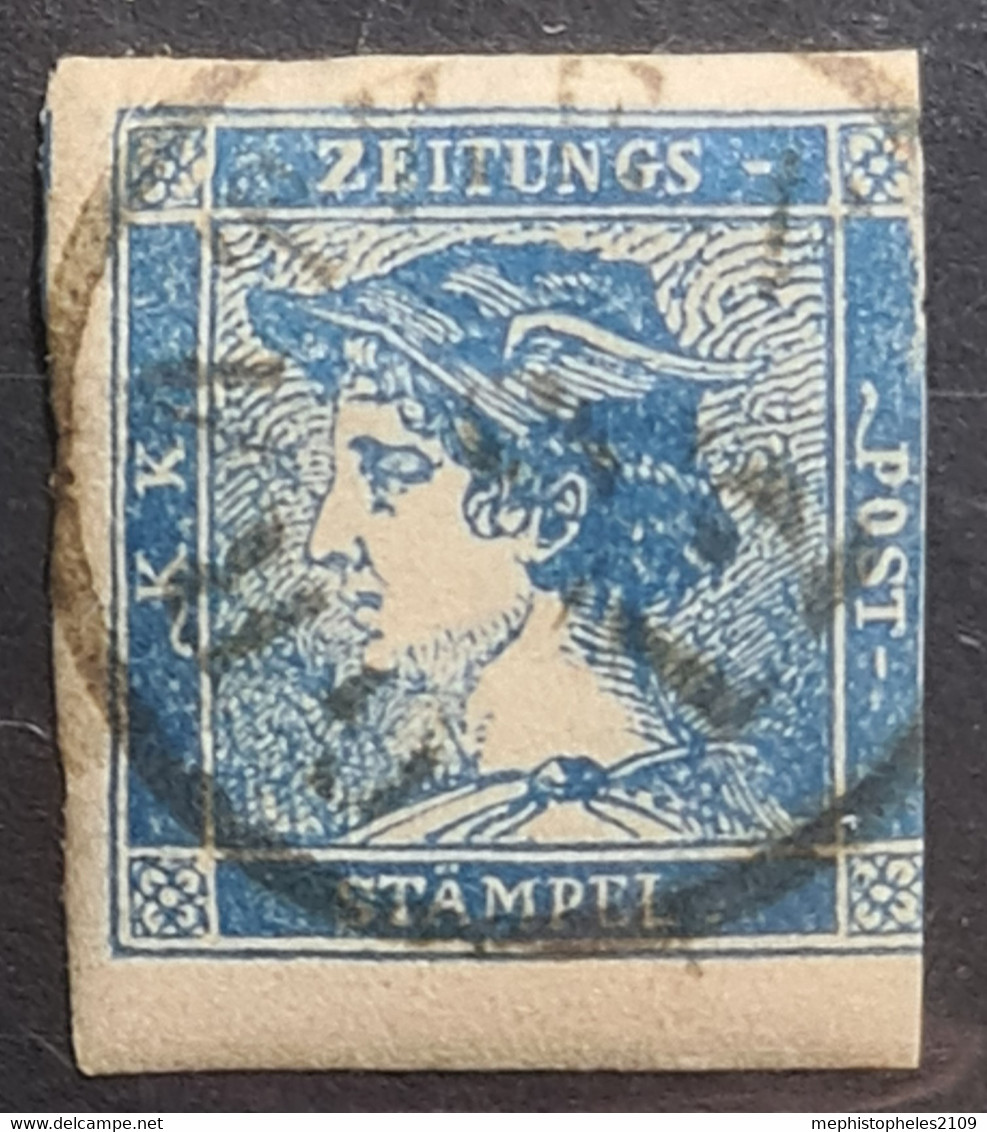 AUSTRIA 1851 - Canceled - ANK 6 - Blauer Merkur - Zeitungsmarken