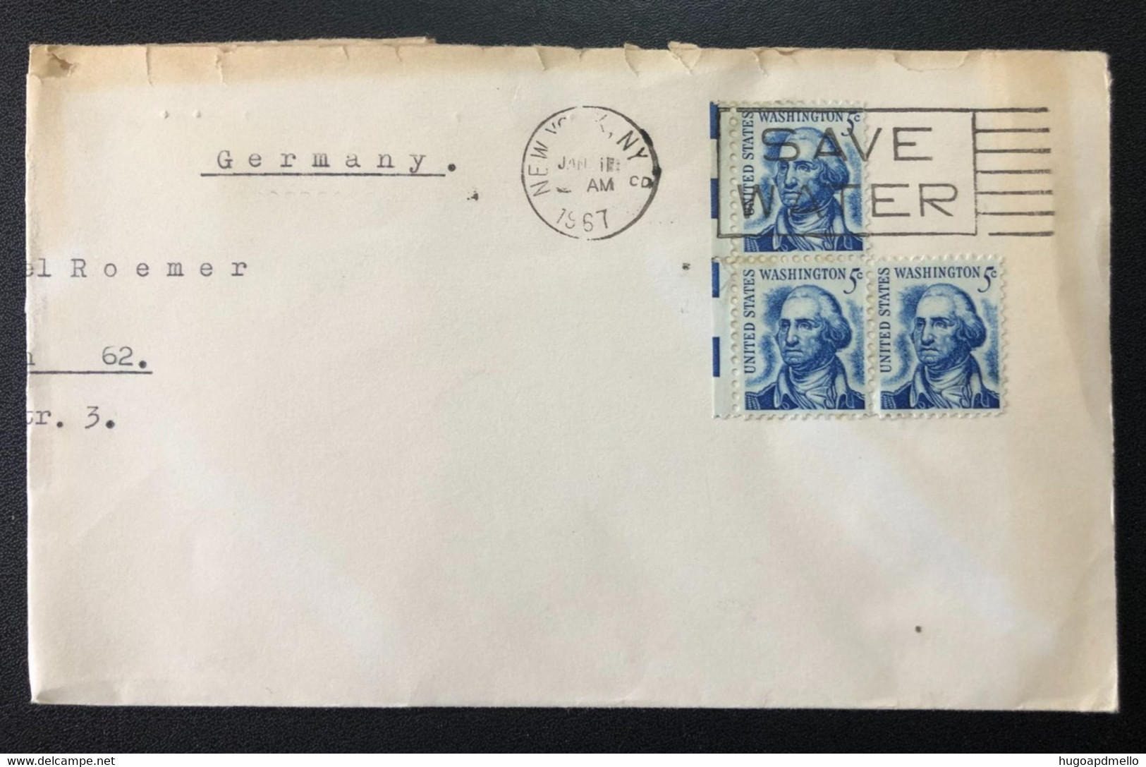 UNITED STATES, Circulated Cover O Germany « Georges Washington », « Save Water », 1967 - George Washington