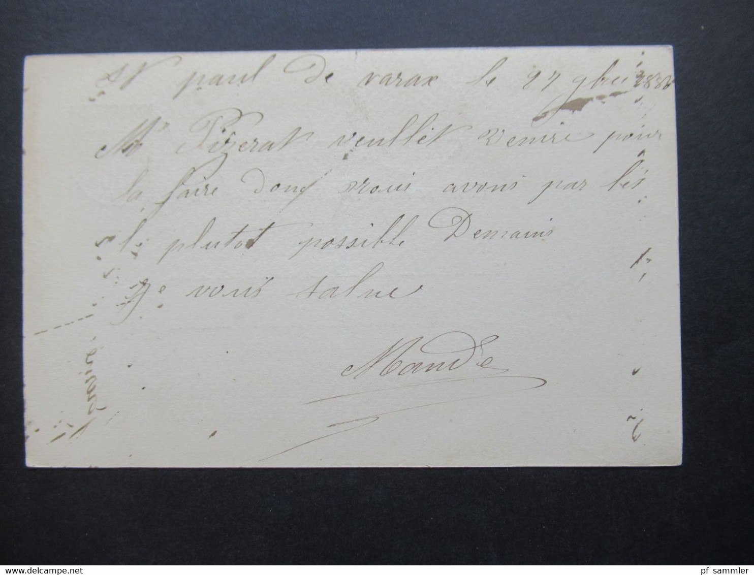 Frankreich 1880 Sage Ganzsache P3 ?! Stempel K2 St Paul De Varax Nach Dombes - Prêts-à-marquer