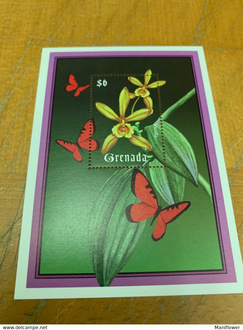 Orchids Butterfly Grenada Flower Stamp From Hong Kong MNH - Cartas & Documentos